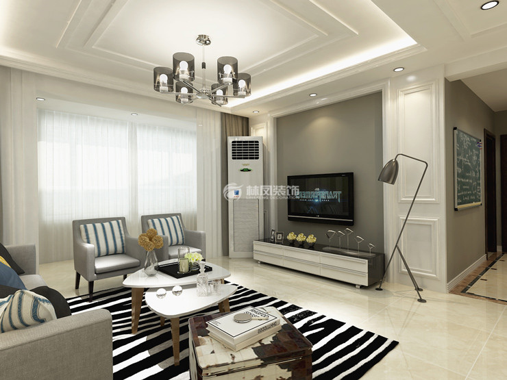 現(xiàn)代風格客廳護墻板裝修效果圖